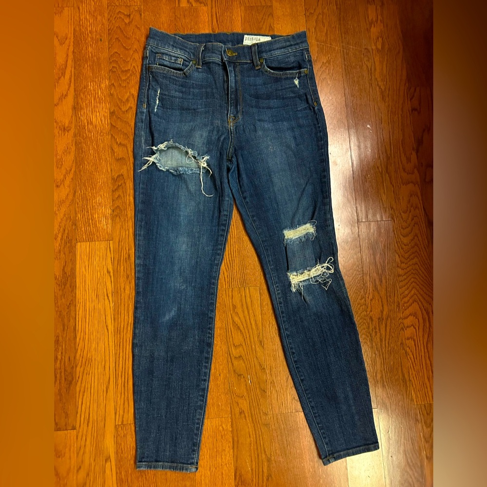 Pistola distressed ripped dark denim jeans. Size 29. Great condition.
